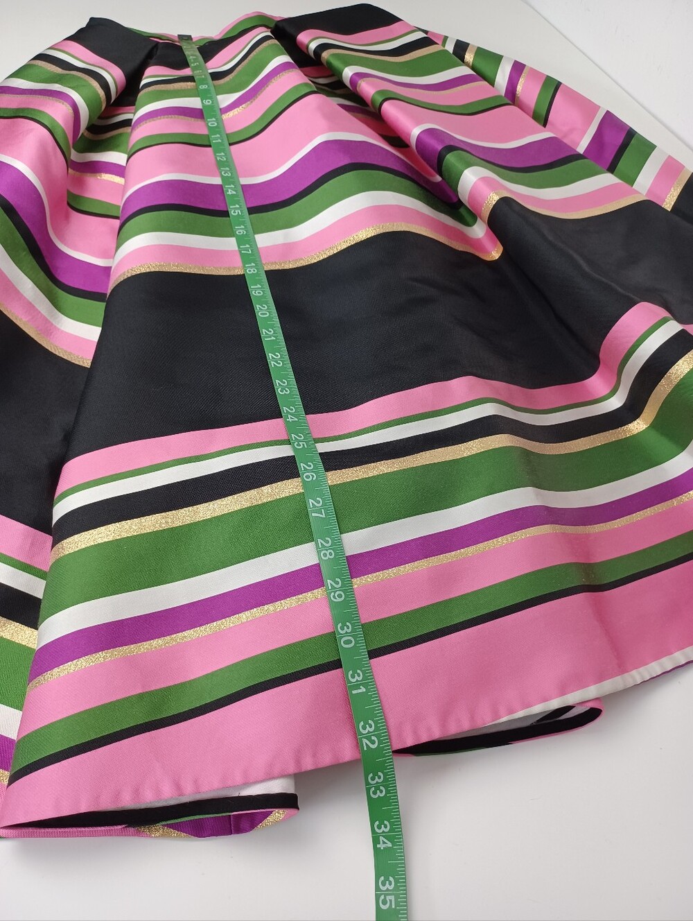 Kate Spade Metallic Festive Multi Stripe Skirt Size 2 Preppy High Waist Defect - Picture 10 of 16